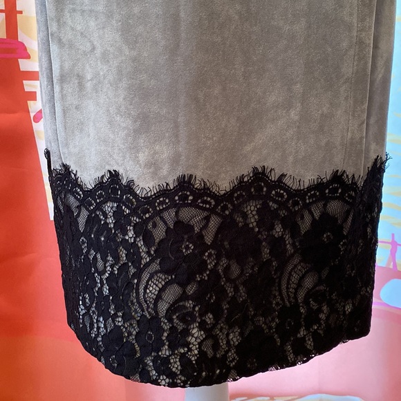 CALVIN KLIEN FAUX SUEDE AND LACE TANK DRESS SIZE 6 NWT - Picture 4 of 8